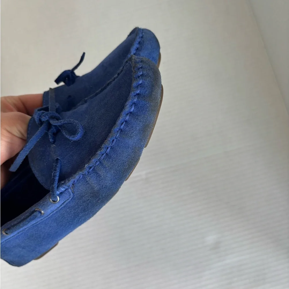 J. Crew Womens Driving Moccasins In Suede Brilliant Sapphire Loafers Size 8.5 - Picture 9 of 14